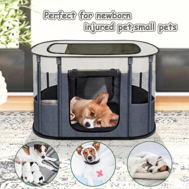 Клітка-загон для собак та котів, 90x70x60 см, сірий, складана, для цуценят