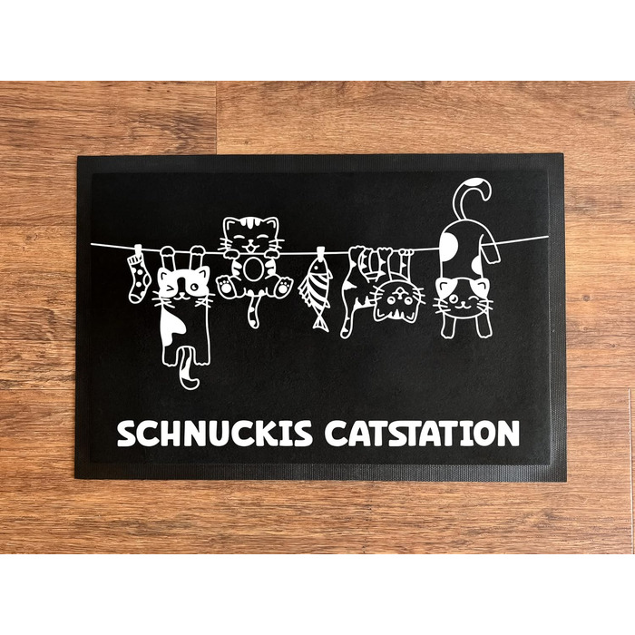 Підкладка для котів Napfunterlage з іменем, персоналізований подарунок для власників котів, чорна (Catstation 50x75 см)