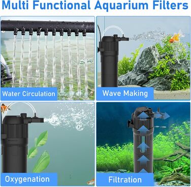 Фільтр для акваріума, 800 л/год, 8 Вт, внутрішній, з підсвічуванням, для акваріумів до 250 л