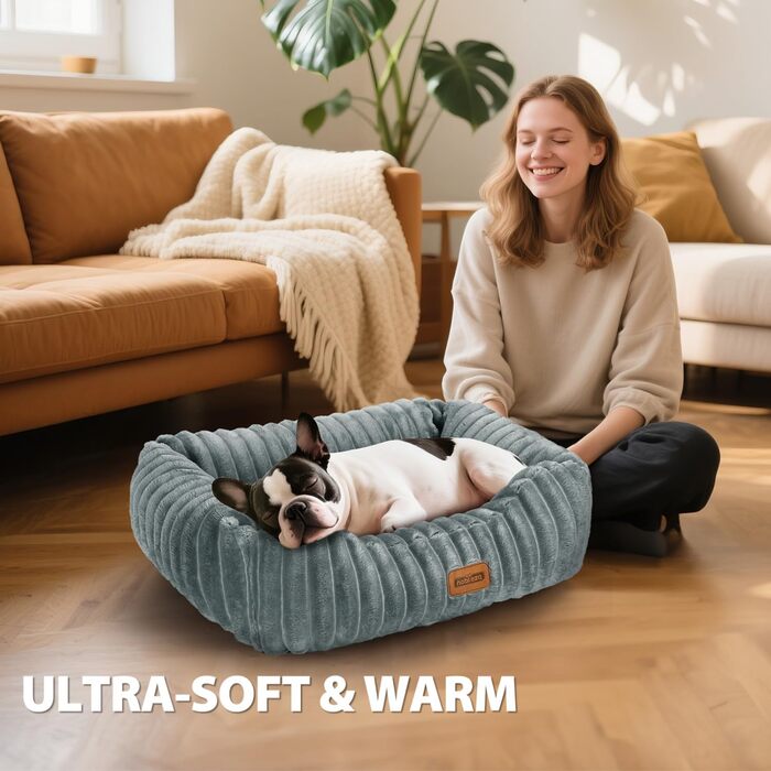 Ліжко для собак Nobleza, 65x55x20 см, сіре, з м'якою піною, знімний чохол, неслизьке дно