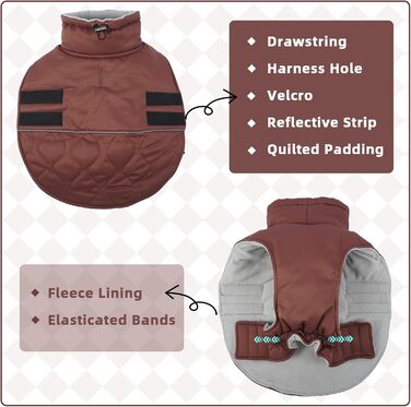 Зимовий теплий одяг для собак маленьких порід: Хумараян, тепла куртка, жилетка для Чихуахуа, Йоркширського тер'єра (червоно-коричневий, XS)