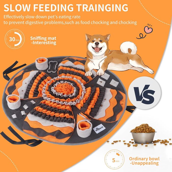 Килимок для собак IEUUMLER, тренувальний, неслизький, для пошуку їжі, зменшує стрес, сірий та помаранчевий, FC017