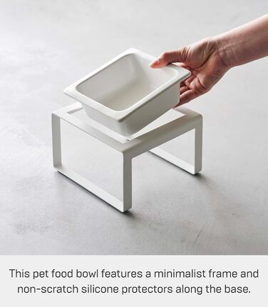 Миска для тварин Yamazaki 5817 Tower з підставкою, сталь/кераміка, мінімалістичний дизайн, 15 x 15.5 x 10 см