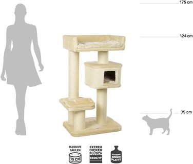 Дряпак для котів CanadianCat Portland - великі сизалеві стовпчики для великих котів, бежевий, 69x47x124 см