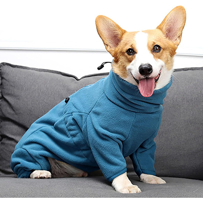 Теплий зимовий халат для собак з флісу з ніжками для великих, середніх та маленьких порід, теплий піжамний халат для собак, Чіхуахуа (Синій, XS)