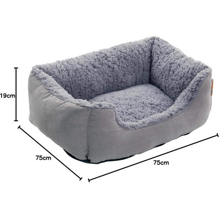 Крісло-лежанка для собак ESTEXO, лежанка для тварин, м'яка підстилка для собак (75x60x19 см, сірий/світло-сірий)