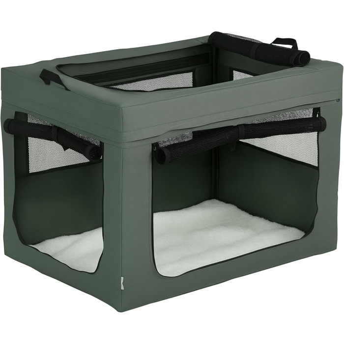 Транспортна сумка для тварин PawHut, складна, сіра та чорна, 90 x 63 x 63 см