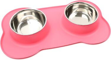 Набір мисок для тварин DIVCHI: миска для їжі та води, силіконовий піднос, для котів, цуценят, маленьких собак (блакитний, зелений, рожевий, M)