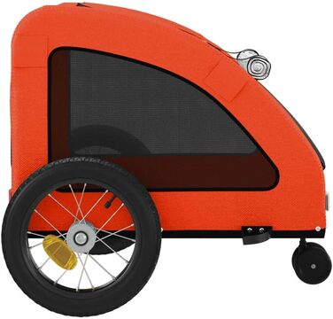 Причіп для тварин на велосипед, Оксфорд та залізо, для дому, оранжевий (125 x 52 x 53 см)