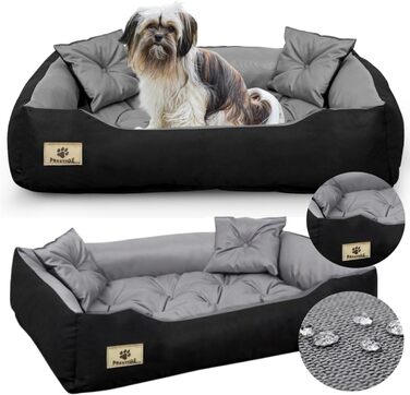 Ортопедичне собаче ліжко середнього розміру з водонепроникним матеріалом, миється, з силіконовою начинкою (сірий, M 75 x 65 см)