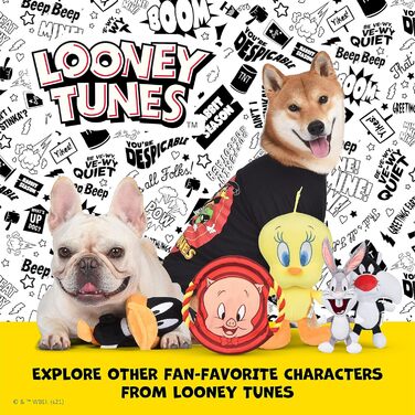 Іграшки для собак Looney Tunes на Хелловін, набір з 2 шт. – Деффі Дак і Лола Бані, з пищалкою, для жування, тематичні до Дня Мертвих