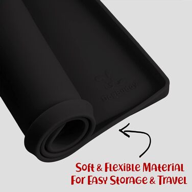 Підкладка під миску для собак DogBuddy, чорна, водонепроникна, силіконова, з високими бортиками (48 x 30,5 см)