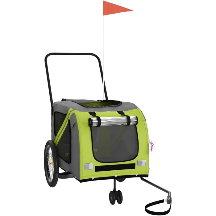 Причіп для велосипеда для собак та котів, зелений та сірий, Oxford-Gewebe та метал