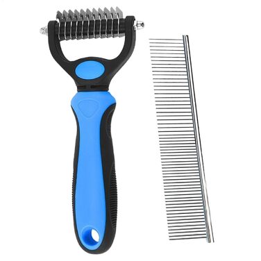 Бурштук для видалення ковтунів у котів, гребінець для собак, двосторонній гребінець для котів під час линьки | Догляд за домашніми тваринами, щільна, пряма щітка, двостороння, сталевий гребінець для довгошерстих котів