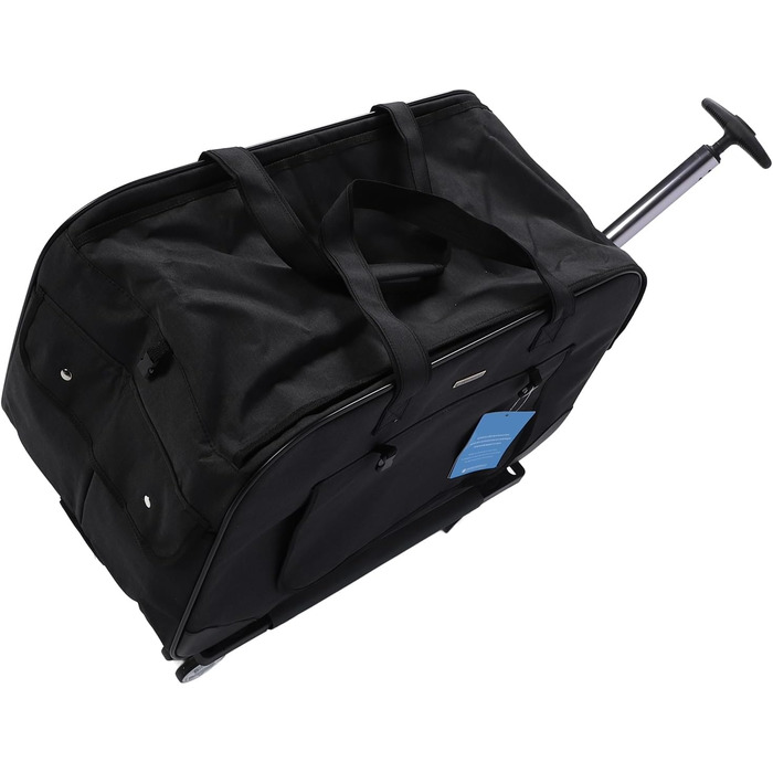 Транспортна переноска для собак, складана, велика, з колесами та телескопічною ручкою. Підходить для котів та собак вагою до 17,5 кг (чорна)