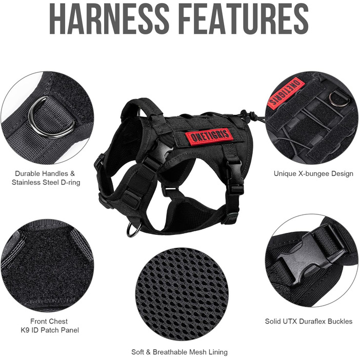 Тактичний нашийник для собак OneTigris FIRE WATCHER, 1000D нейлон, чорний (XXS)