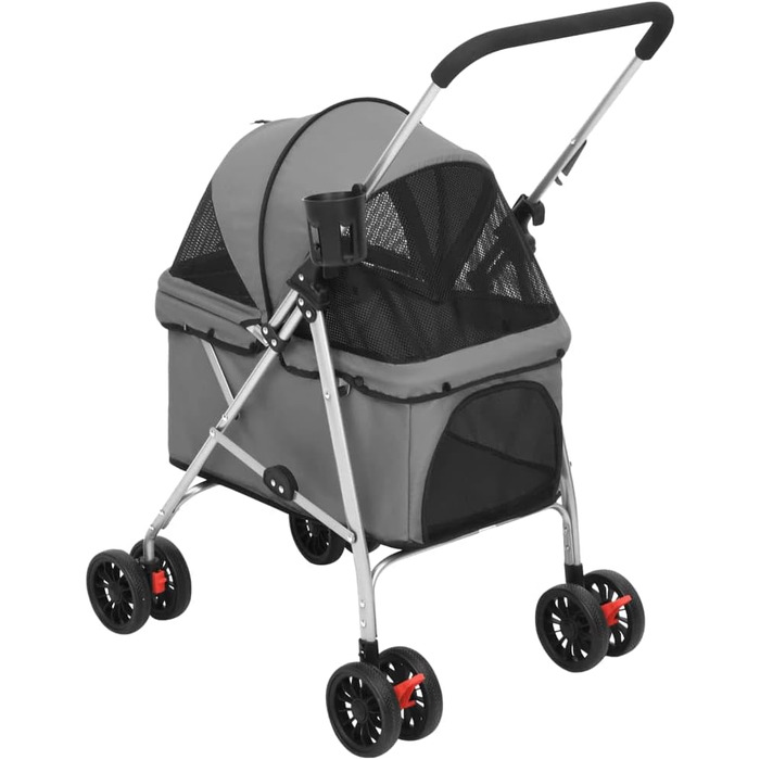 Складаний візок для собак vidaXL 76x50x100 см, сірий, оксфордська тканина, собачий візок-трансформер