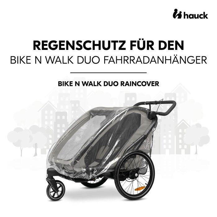 Hauck Bike N Walk Duo - 3в1 велопричіп для двох дітей (6 місяців - 22 кг) з амортизацією, ручним гальмом, регульованими спинками та багажником