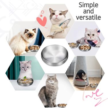 Миски для котів з нержавіючої сталі, широкі та плоскі (2 шт.)