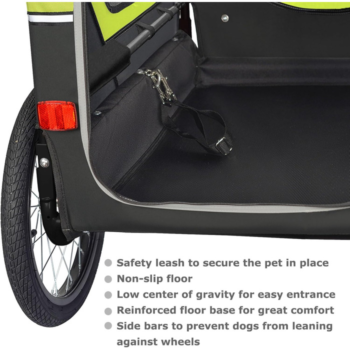 Doggyhut S-Line XL: велосипедно-колясочний візок для собак до 45 кг (зелений/чорний)