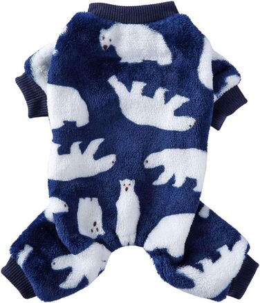 Теплий флісовий костюм для собак, м'який одяг для собак, комбінезон для собак, тепла бавовняна одяг для маленьких собак та котів (Синій Ведмедик, XL)