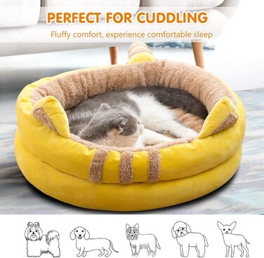 PETCUTE Будиночок-ліжко для котів і собак, зимовий, м'який знімний чохол, протиковзка основа, для котів, кошенят, цуценят, зручний кошик-домік
