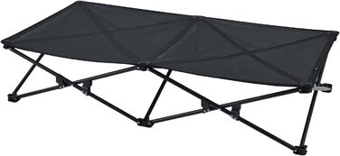 Ліжко для собак KingCamp підвищене, вуличне, чорне 57x57x23 см (L 132x68x29 см) - дихаюча сітка та фліс