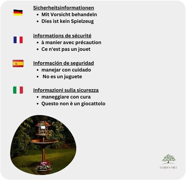Садова годівниця та поїлка для птахів Garden Mile з бронзовим ефектом, стійка до погодних умов, з опорою для витких рослин, велика, для двору та саду