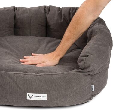 JAMAXX Овальне собаче ліжко з комфортною начинкою, знімний чохол, вінтажний канвасний матеріал, собачий кошик з високими бортиками, розмір S (60x50 см)