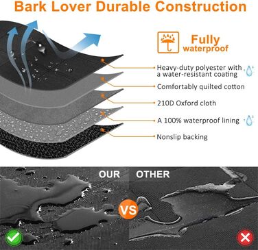 Накладка на сидіння для собак, гамак для заднього сидіння, водонепроникна, зносостійка, протиковзна, підходить для більшості авто, вантажівок, SUV, мініванів, ідеальна для великих та активних собак, Чорний, розмір 54'' x 58''