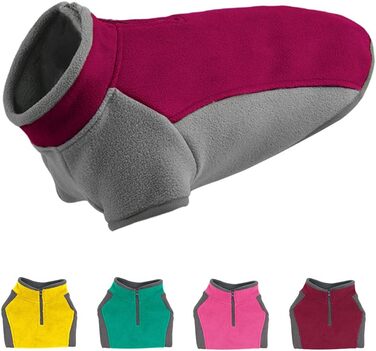 Теплий зимовий пуловер для собак з напівблискавкою, флісова куртка для собак, тепла жилетка для собак, одяг для собак у холодну погоду, для маленьких собак та цуценят, великих, бордовий