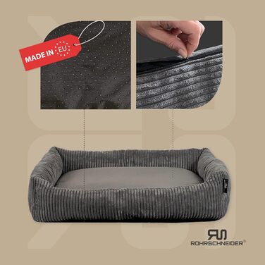 Крісло-ліжко для собак Rohrschneider, сіре, для маленьких та середніх собак, 70x50 см, з подушкою, включає пакети для вигулу