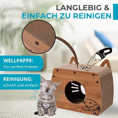 Будиночок-кіготь для котів Ultiness® з ігровим майданчиком, 44x25x38 см. Кліма-кіготь для котів, аксесуари для котів, іграшки для котів