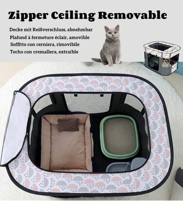 Портативна собача будка Floving, загон для тварин, переносна клітка для котів та цуценят, сіра (80*60 см)