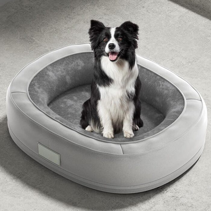 Ортопедичне ліжко для собак, кругла форма, Donut-дизайн, антистресове подушення, ліжко-софа для собак та котів, тепле зимове, з пам'яті ефекту піна, кошик для собак, м'яке покриття, сірий колір, розмір L