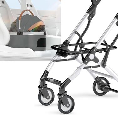 Візок для собак Fudajo 2в1, розкладний, з сумкою-переноскою для собак та котів (сірий, до 15 кг)