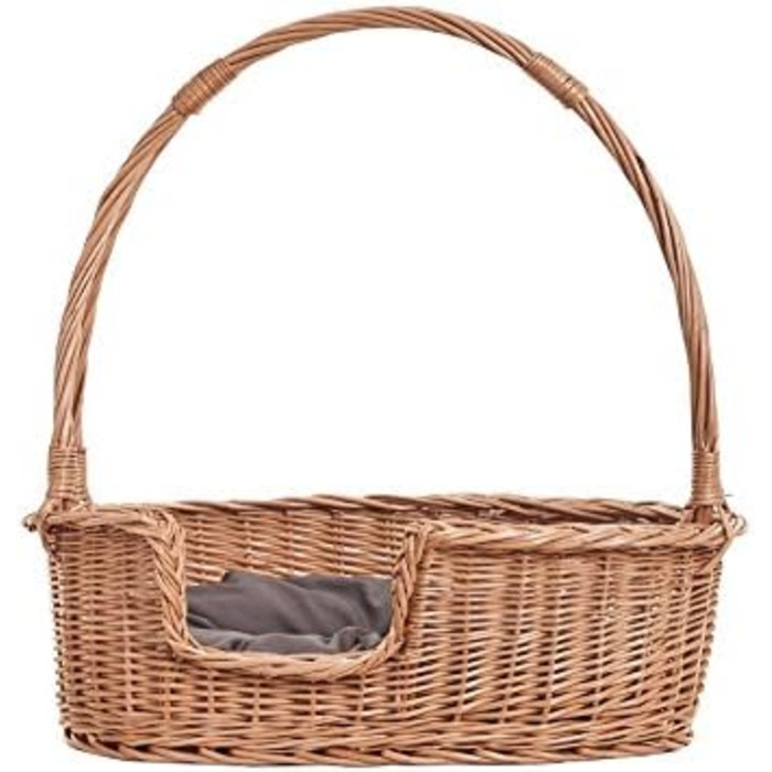 Корзина для тварин Weidentierkorb з прутької, переноска для кота з ручкою, лежанка для собаки з подушкою