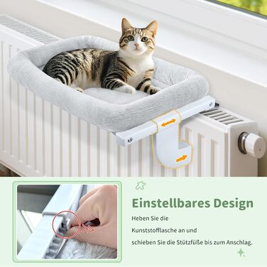 Ліжко для кота на батарею GUUSII HOME - тепле місце для відпочинку вашого улюбленця (58x33x15 см, сірий)