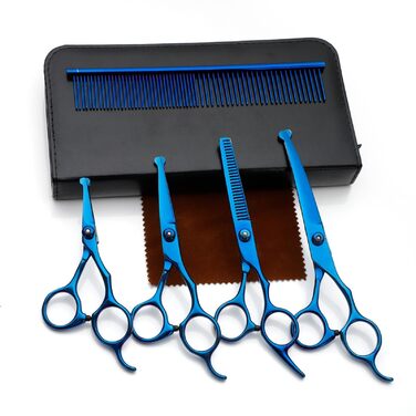 Професійна 5-в-1 фен для грумінгу собак: ножиці з нержавіючої сталі, безпечні закруглені кінці, прямі та філігранні ножиці, ножиці для стрижки шерсті та зубів, гребінець