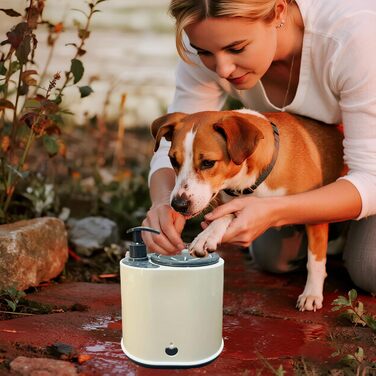 Pawclean Pro: Автоматичний очищувач лап для собак та котів – 360° силіконова щітка, USB-зарядка, ретельне очищення, білий/блакитний (білий) (Бежевий-1)