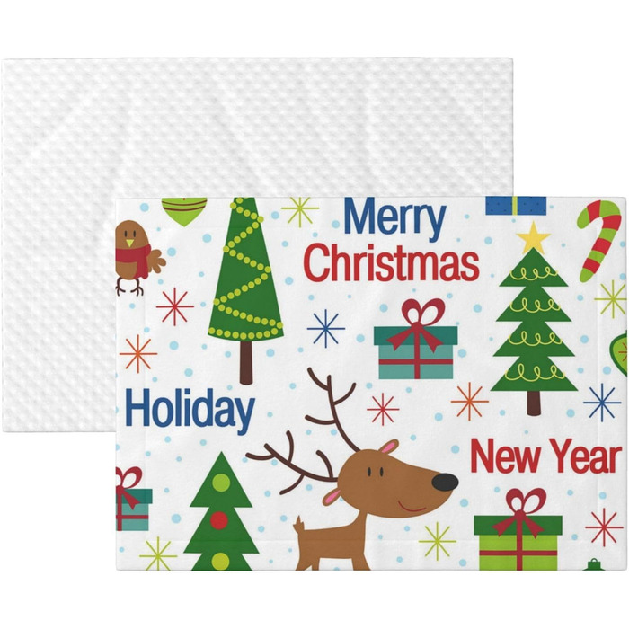 М'яка підстилка для собак та котів ZORIN, 70x50 см, зелена з новорічним дизайном