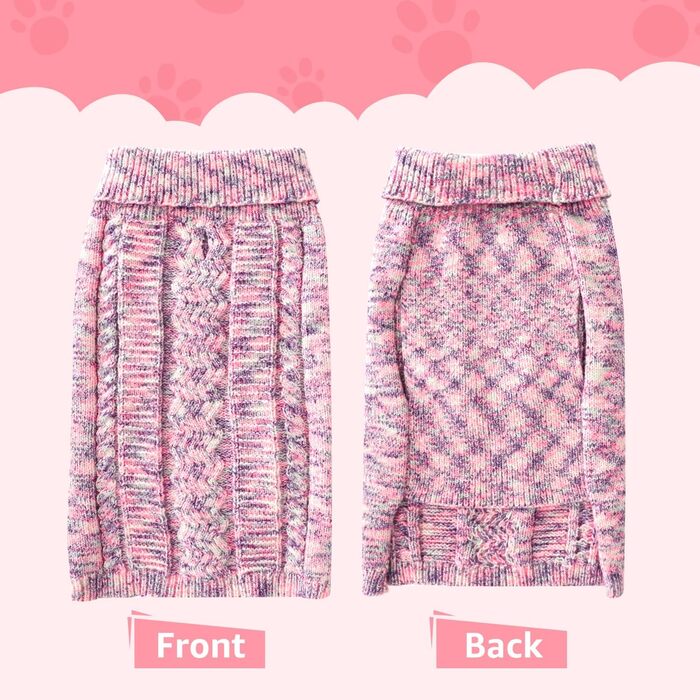 Пуловер для собак SlowTon, рожевий, для маленьких та середніх порід, з отвором для повідка, теплий в'язаний пуловер для джек-рассел-тер'єрів, розмір M