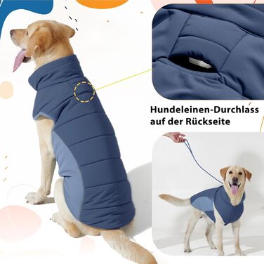 Водонепроникний собачий плащ/куртка Poiinvc з отвором для шлейки, світловідбиваючий, теплий, водонепроникний, для собак S-XXL, з еластичними манжетами, ідеальний для прогулянок на вулиці, зелений (M, темно-синій)