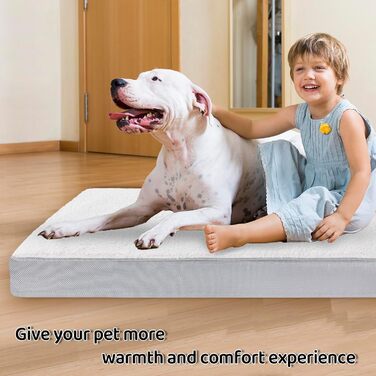 Ортопедичне ліжко для собак Vertupet з Memory Foam, 75x50x8 см, знімний чохол та м'яке подушечка, для великих собак, сіре та біле