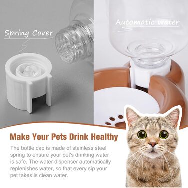 Набір мисок для собак і котів з диспенсером води та миска з нержавіючої сталі (колір: коричневий)