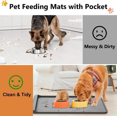 Килимок для годування собак та котів Synvion, водонепроникний, з неслизьким покриттям та високим бортиком, 91x61 см