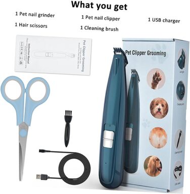 Триммер для догляду за лапами та обличчям домашніх тварин Supvox - тиха електрична машинка для собак та котів з керамічними лезами