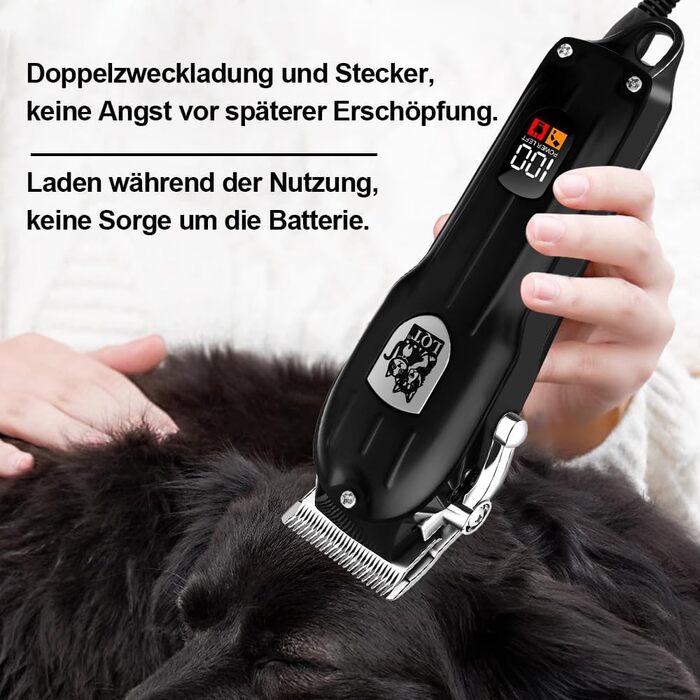 Машинка для стрижки собак, акумуляторна бездротова тиха, для котів та інших тварин, чорна