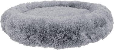 Ляжка для собак Benno® Balu, 70x70x16 см, сіра, кругла, з плюшем, з полипропиленовою начинкою, миється, з неслизьким дном, з іграшкою-кісткою