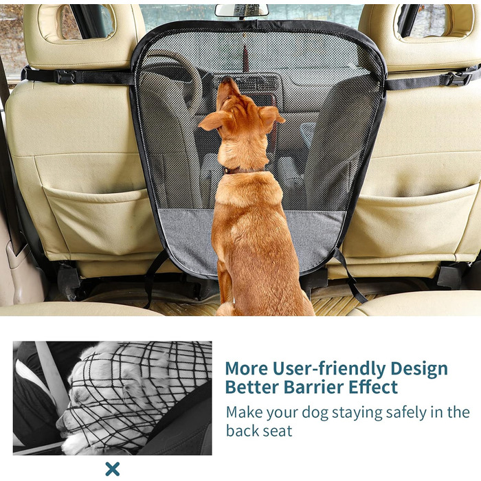 Автомобільна сітка-перегородка для собак Petsfit - універсальна, з сумкою для зберігання та регульованим тросом